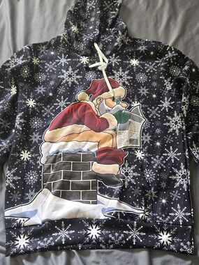 Funny Santa on Chimney Pooping Ugly Christmas Sweater/Sweatshirt Sz L

great con